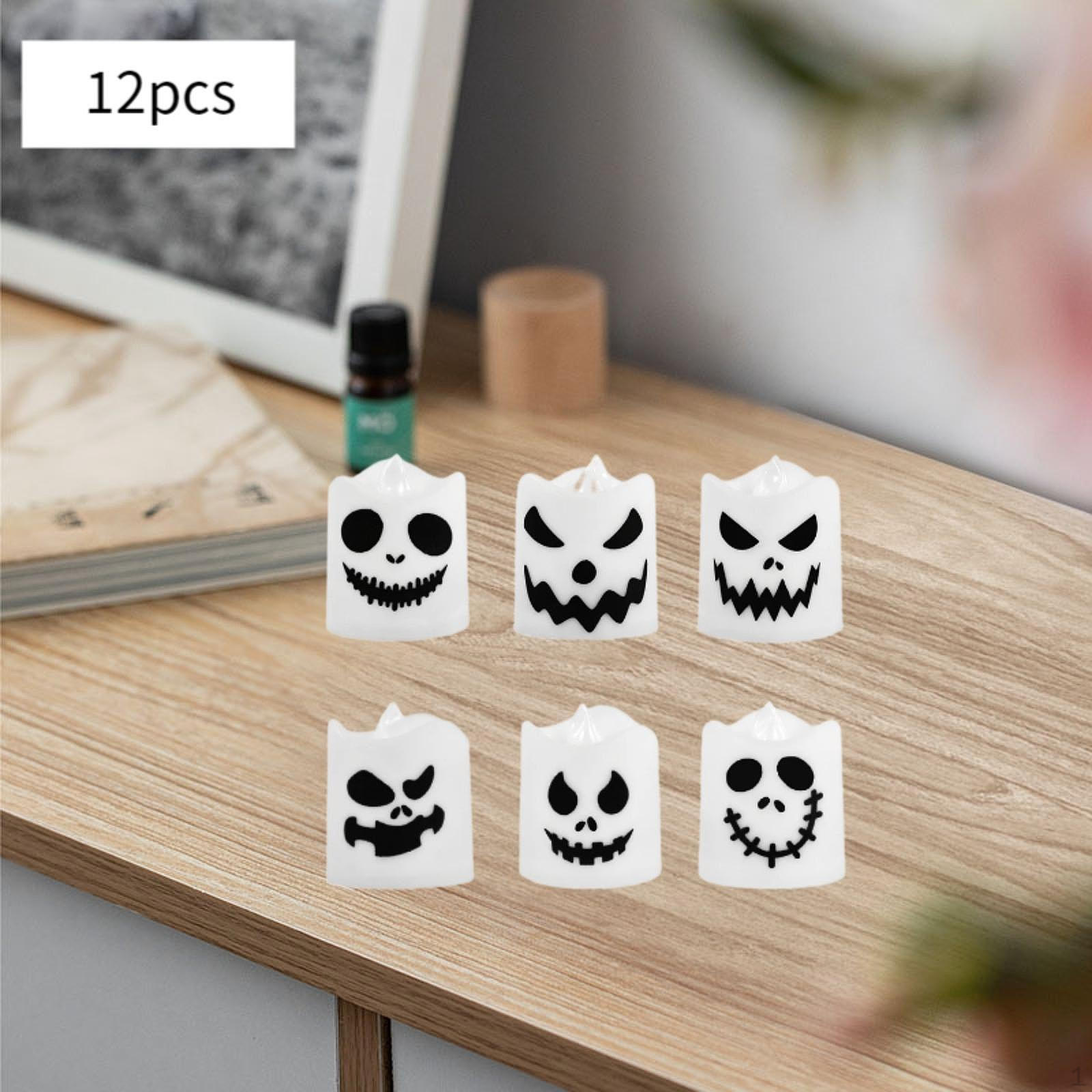 

Подсвечники-призраки на Хэллоуин, искусственные свечи, центральный элемент, декоративная светодиодная подсветка на осень для Евы 12Pcs