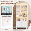 80x30x173cm Bookshelf, Solid Wood Legs, Multiple Storage Compartments, Double Doors, LED Color-Changing Ambient Light, App Control, White