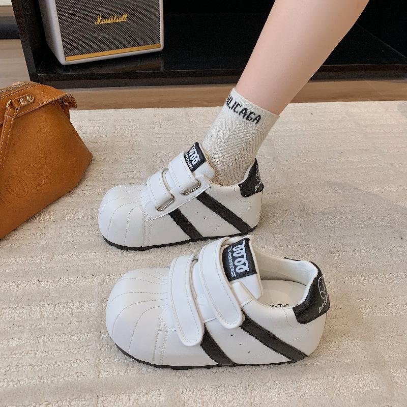 Trimmed dough simple versatile Velcro little white shoes women's summer fashion college style sports board shoes fashion casual shoes