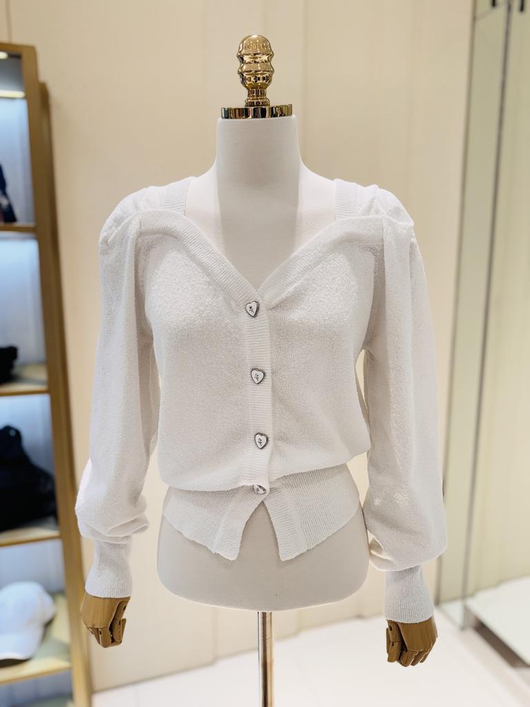 BLUE LABEL Heart Button Point Puff Cardigan
