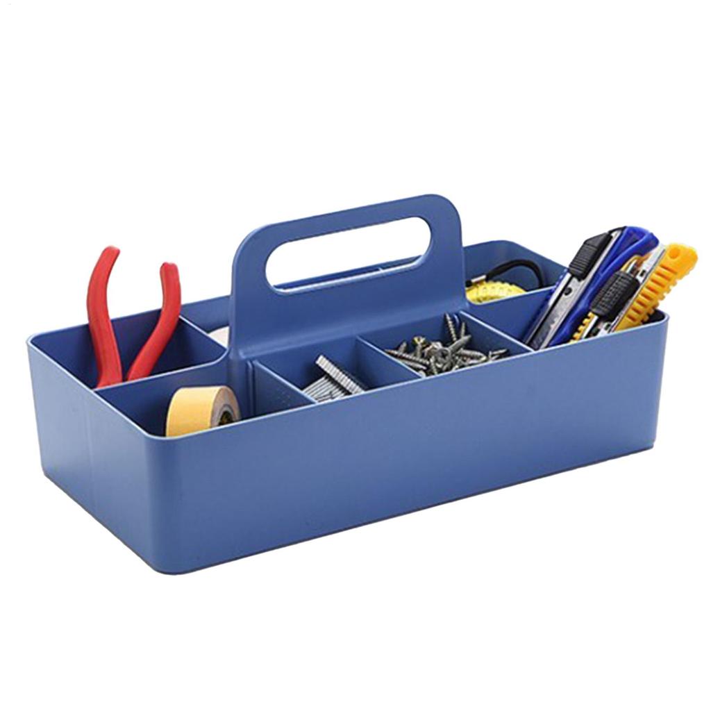 Mehrfach-Fächer-Aufbewahrungsbox mit Griff, Trennwand, Tischkorb, Kunststoff-Aufbewahrungsbox, Organizer für Badezimmer, Schüler, Schulbedarf