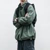 Men Jacket Solid Color Half Turtleneck Streetwear Autumn Washed Elastic Cuff Windbreaker for Daily Wear