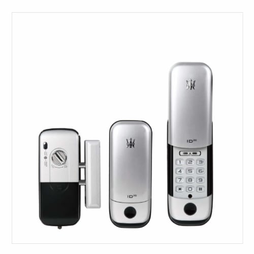 LOCKMAN Japan Digital Door Lock, ID-202TAB-S, Silver, Available In 3 Colors, Vertical Indoor Unit, with Emergency Key, Installation Video Included, PI