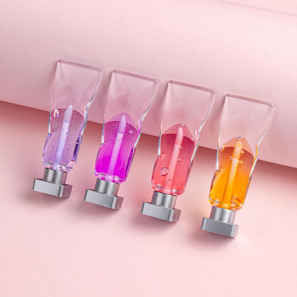 Transparent Spot-Colored Ice Cube Lip Oil - Fruit-Flavored Plumping Gloss for Lip Care