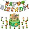 Cute Cartoon Jungle Animals Banner For Kids Birthday Party Decorations 