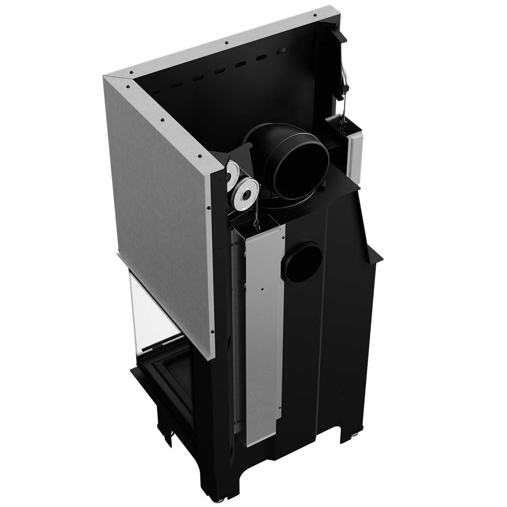 Stahlkamin KRATKI VNP 700/480 12 kW Ø 200 Hebetür schwarz Thermotec