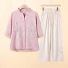 Women's Floral Embroidered Summer Blouse & Pant Set