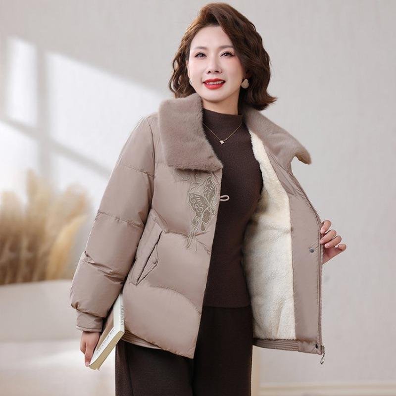 

Mom winter velvet padded jacket thickened new medium padded jacket middle-aged and elderly winter padded jacket 5XL [recommended 150-80kg]