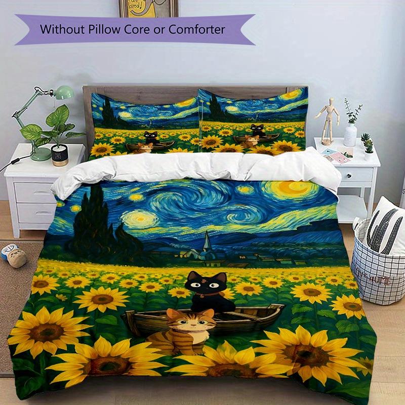 3pcs Sunflower Field Bedding Set, Breathable And Soft, Suitable for All Seasons Machine Washable, Suitable for Bedroom Decoration,yy250822160