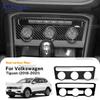 For Volkswagen VW Tiguan AD1 mk2 2018 2019 2020 2021 Real Soft Carbon Fiber Glossy Black Sticker LHD RHD Car AC Switch Panel