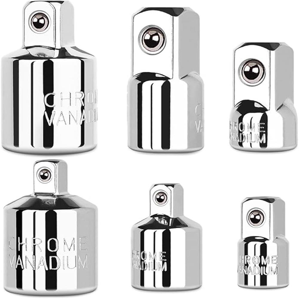 

6pcs Socket Adapter & Reducer Set - 1/4 3/8 1/2 Chrome Vanadium Steel Ratchet/Socket Extension/Conversion Kit for Automotive