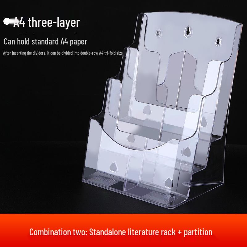 A4 Acrylic Three-Layer Brochure and Leaflet Display Stand