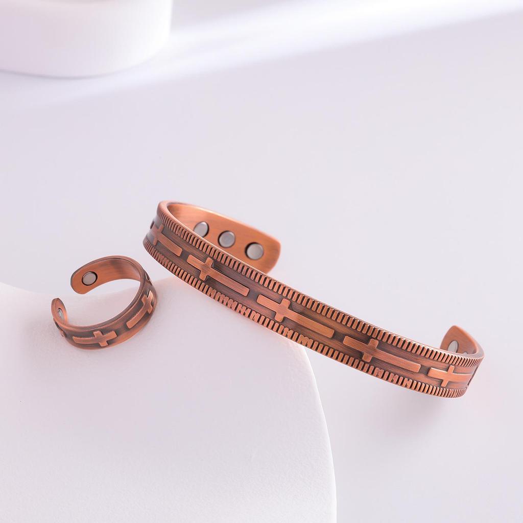 Men's Pure Copper Magnetic Cross Bracelet - Stylish & Simple Design