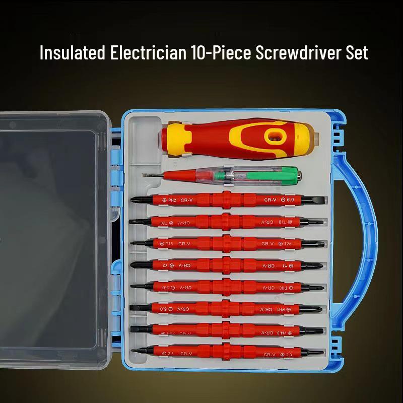 High-Strength Magnetic Insulated Electrician's Screwdriver Set: Multi-Spec Flathead & Phillips with Unique YU Design