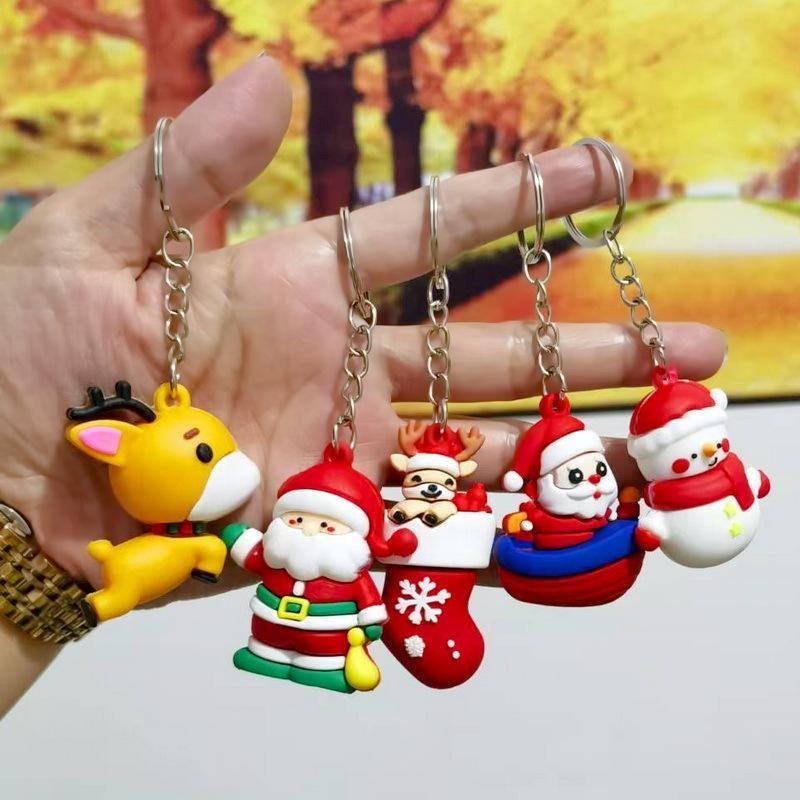 Cartoon Weihnachts Silikon Schlüsselanhänger Nikolaus Rentier Schneemann Formen Langlebige Taschendekoration für Weihnachtsgeschenke Tägliche Nutzung