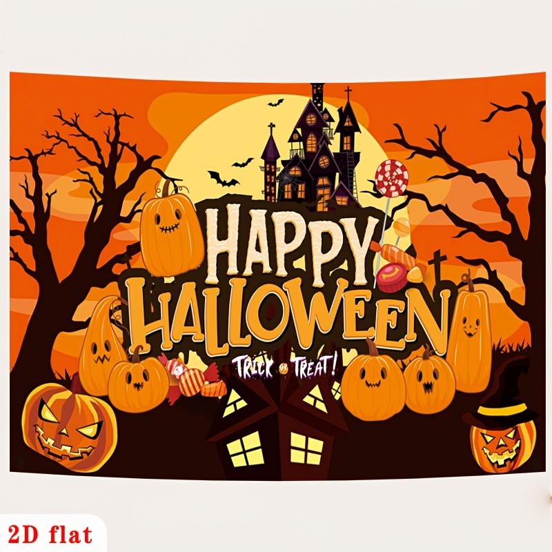 2D flat banner 1 piece Happy Halloween: Feature is the terrifying ghost house.PMJ