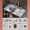 304 Stainless Steel Large Single Bowl Waterfall Kitchen Faucet & Sink for Vegetable & Dishwashing