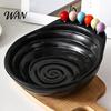 Kitchen Fruit Serving Set Bowl with 6 Colorful Forks Large Capacity Spiral Hygienic Bottom Fork Storage Hole for Snacks And Parties Dopamine Color