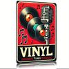 Vintage Vinyl Tunes Metal Sign  Retro Microphone  Record Design Rustic Iron Wall Decor for Home Bar Cafe Garage Farmhou
