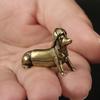 Retro Pure Copper Dachshund Miniature Figurines Solid Animal Dog Desktop Ornament Decoration Crafts Tea Pet