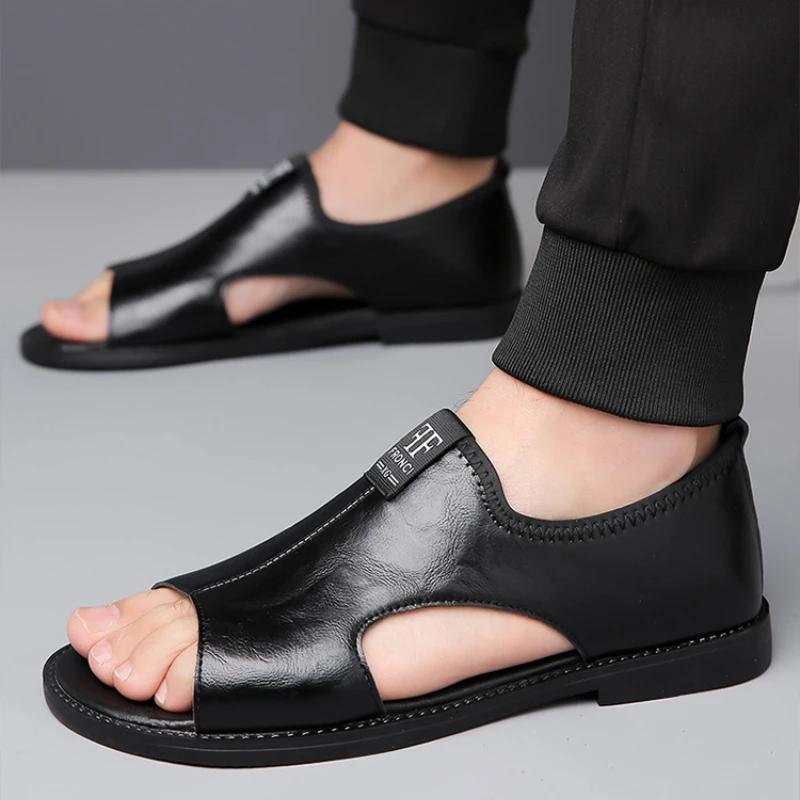 Brand Men's Sandals New Casual Shoes High Quality Soft Sole Men Slippers Outdoor Comfor Beach Shoes Leather Flat Sandals for Men