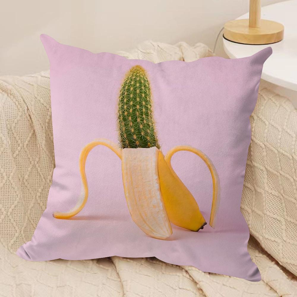 Creative Fruit Cushion Cover Silky Short Plush Sofa Pillow Cover Hidden Zipper Soft Dustproof Case for Home Decor