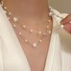 Elegant French Vintage Pearl Choker Necklace With Geometric Design For Women