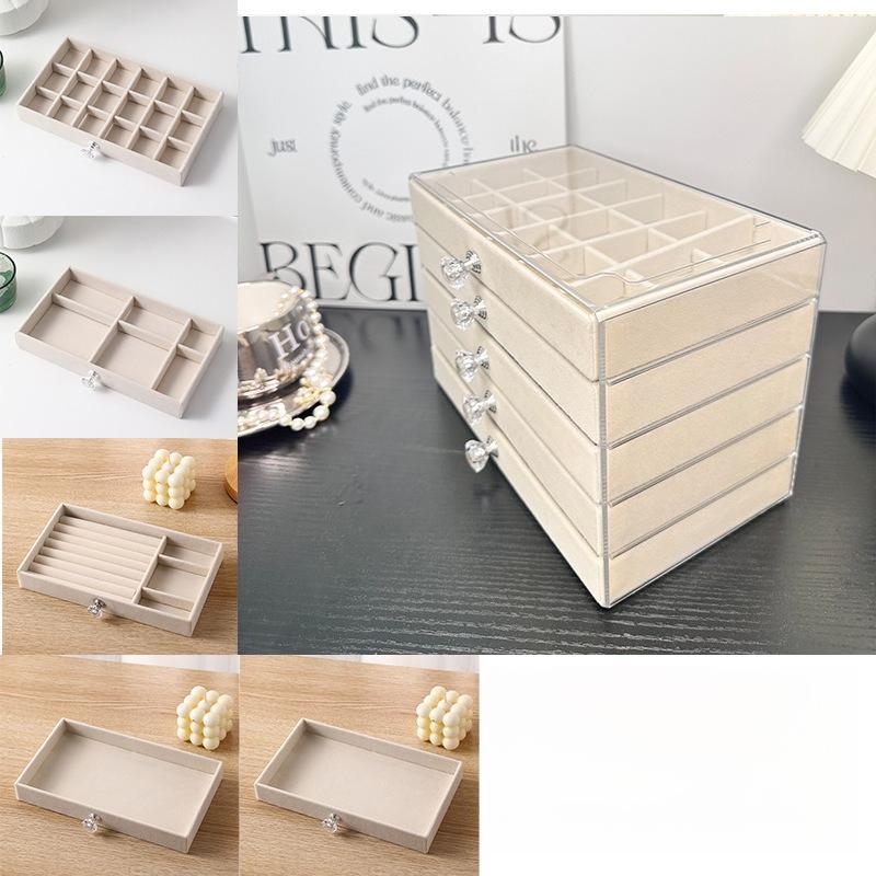 Velvet Jewelry Box with Anti-Oxidation, Transparent Acrylic Storage for Earrings, Necklaces, and Rings