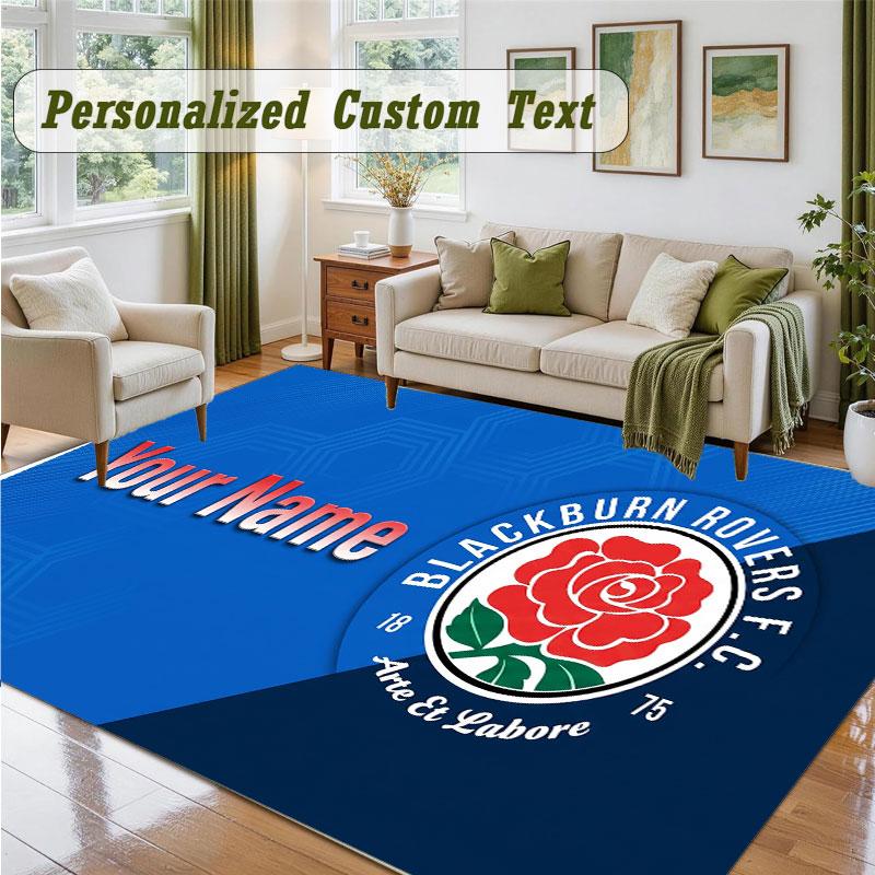Crystal Velvet Square Rug Custom NameBlackburn Rovers FC Pattern Non Slip Home Floor Decor Rug