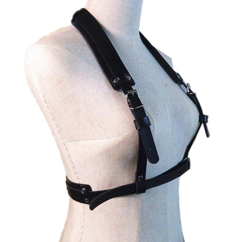 Punk Men Leather Harness Body Chest Bondage Belt Black Cosplay Erotic Belts