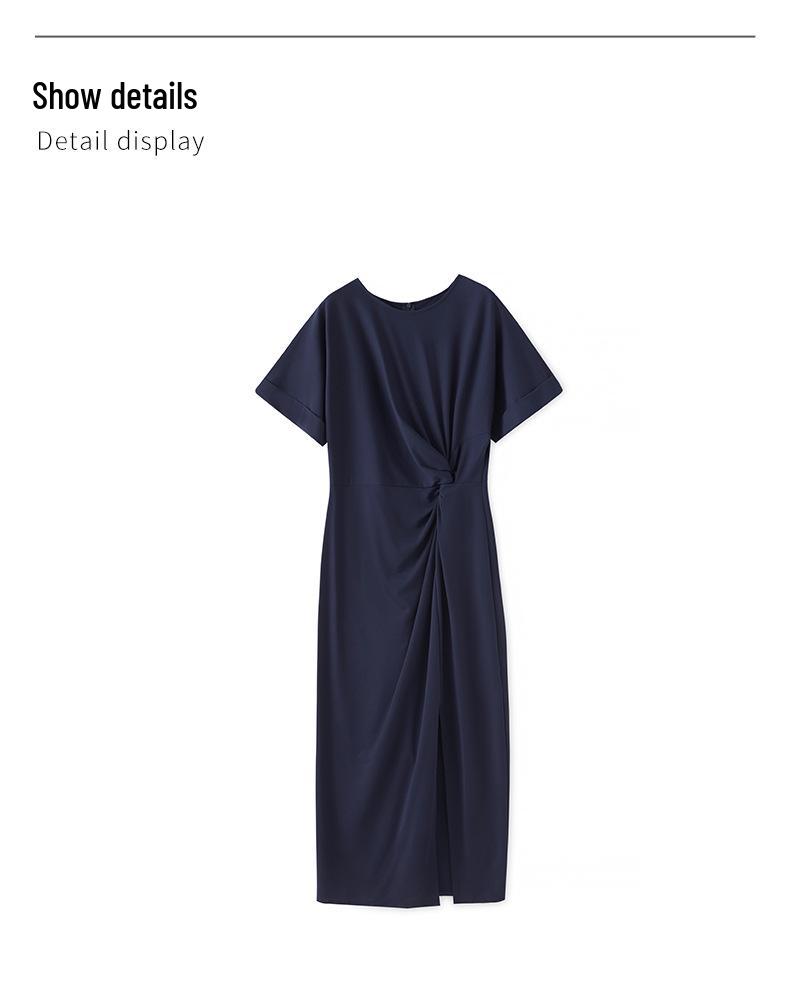 Aura Casual Round Neck Midi Dress – Women's Summer Style