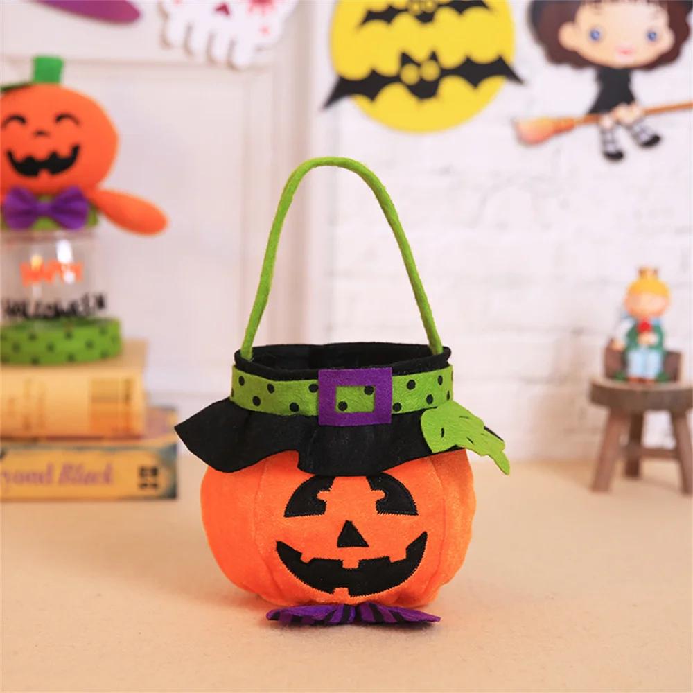 

Halloween Treat Bags Adorable Pumpkin Ghost Witch Designs Cartoon Cotton Candy Snack Handbags for Kids Fun & Party Decor 16x25cm(with handle) гарбуз