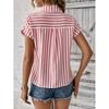 JKASHDK Women's Fashion Casual Summer Spring Stripe Print Short Sleeve POLO Neck Blouses & Shirts