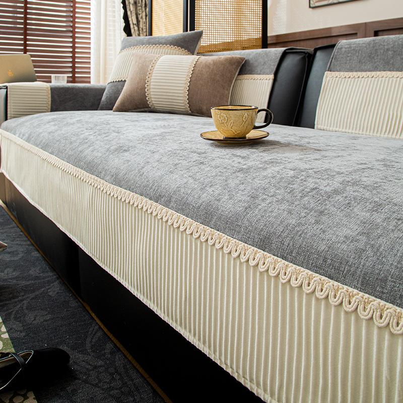 New Sofa Cushion Light Luxury High-End Leather Sofa Cover Backrest Chenille Four-Season Universal Non-Slip Seat Cushion