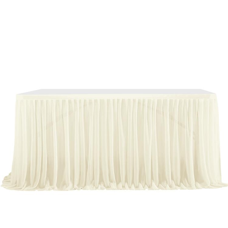 Table Skirt Pleated Table Circumference Birthday Party Wedding Decoration Ruffle Edge Elastic Thin Gauze Table Skirt Tulle
