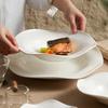 Ceramic Straw Hat Dish Irregular Salad Dish Soup Dish Special Tableware White Artistic Conception Dish.