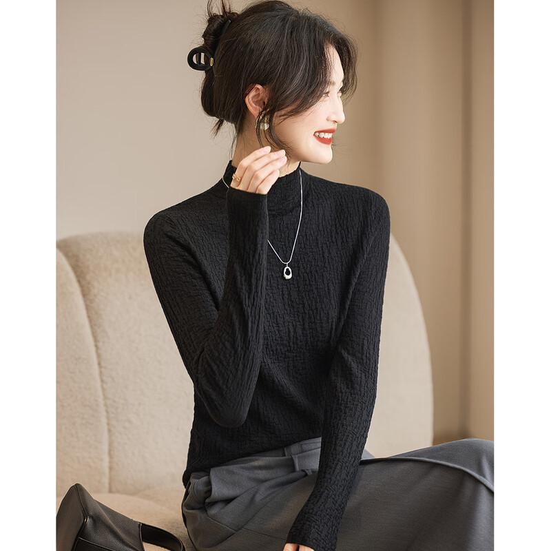 

Srcr Women s Cashmere Wool Blend Textured Half-High Neck Knit Sweater