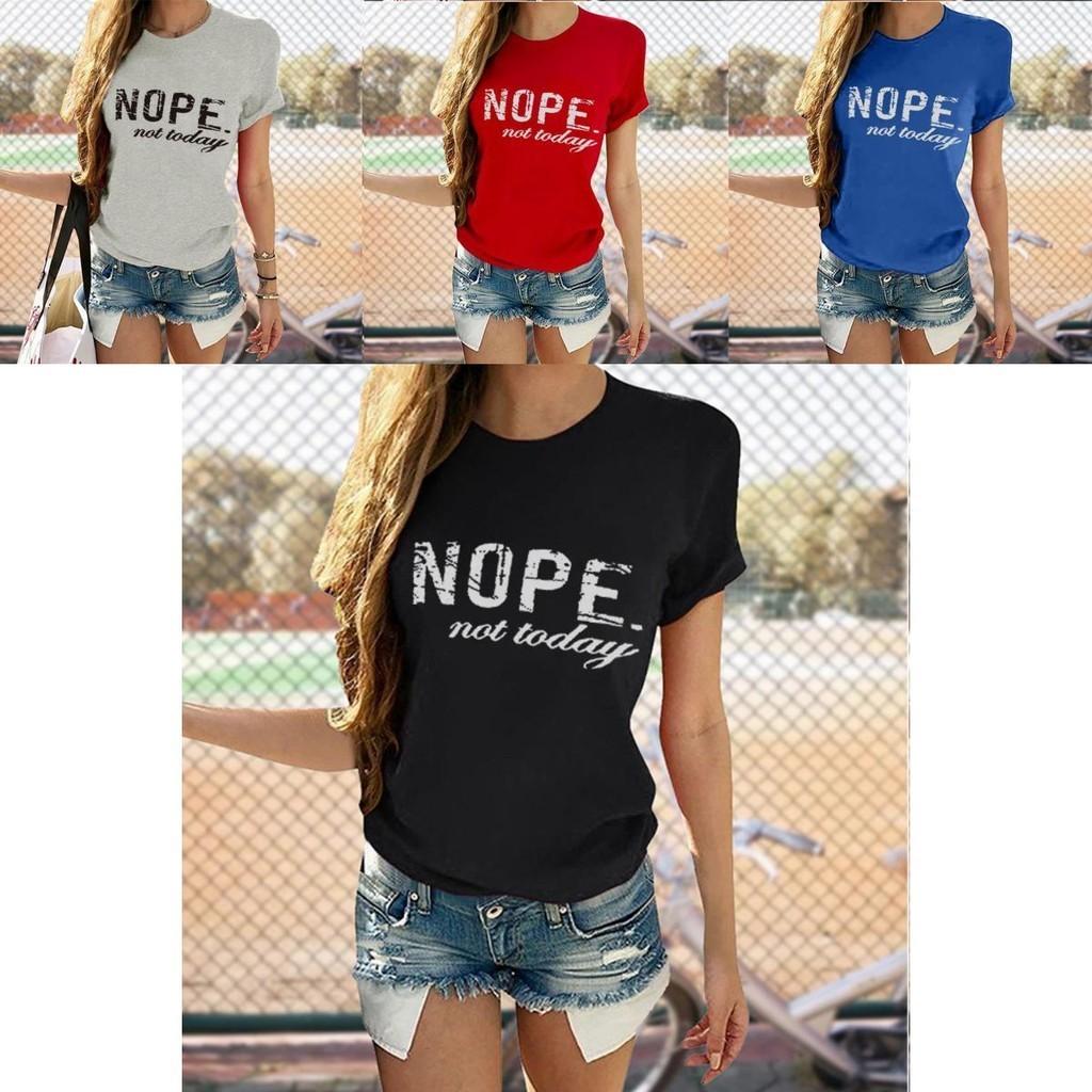 Nein, nicht heute Damen T-Shirt Stilvolles Kurzarm Rundhals Lässiges Lockeres Oberteil
