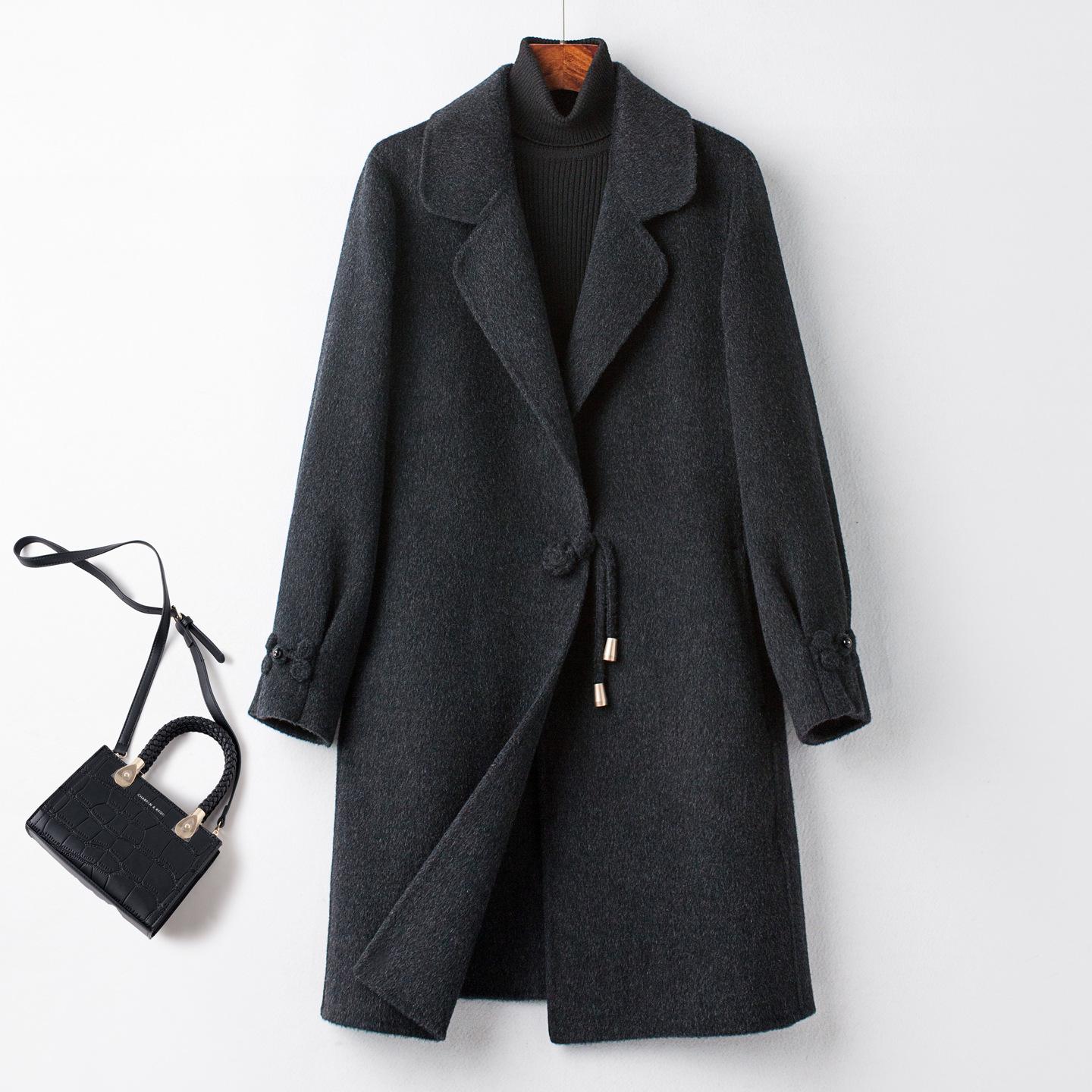 

Элегантное кашемировое пальто средней длины двустороннее для зрелых женщин - Стильная шерстяная одежда для осени/зимы 3XL (125-140 jin)