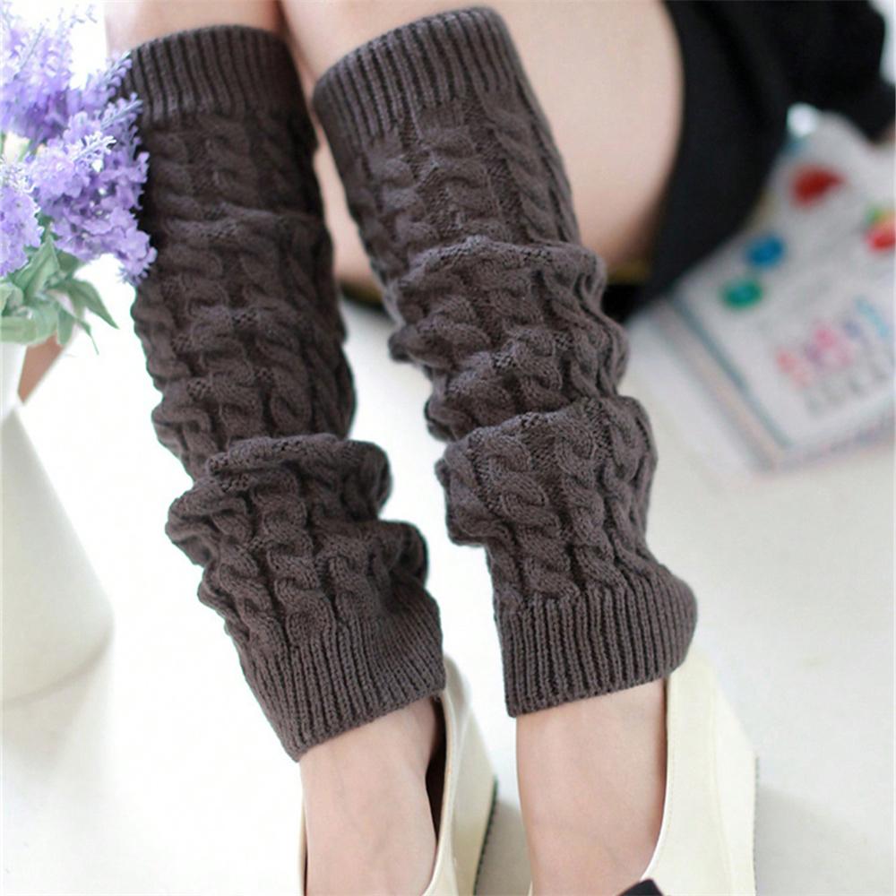 1PC Gaiters Boot Cuffs Woman Thigh High Warm Knit Knitted Knee Socks Black Leg Warmers for Women