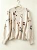 European and American Heavy Industry 3D Embroidered Knitwear for Women, New Autumn/Winter Beaded Floral Crew Neck Loose Casual Sweater