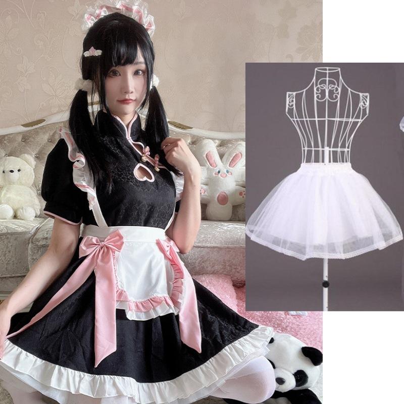Chinese style maid outfit COS hollow new Chinese cheongsam maid uniform suit dress