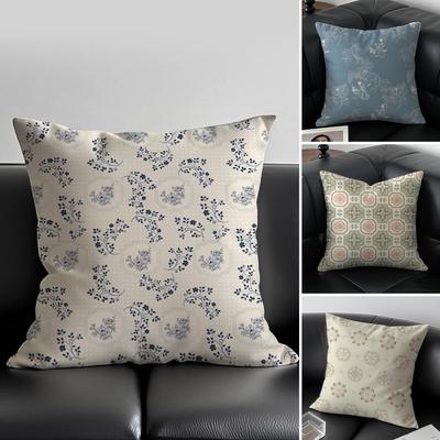 Chinese Style Elegant Patterns Cushion Cover Pillow Case Antidustmite Invisible Zipper Silky Plush Cushion