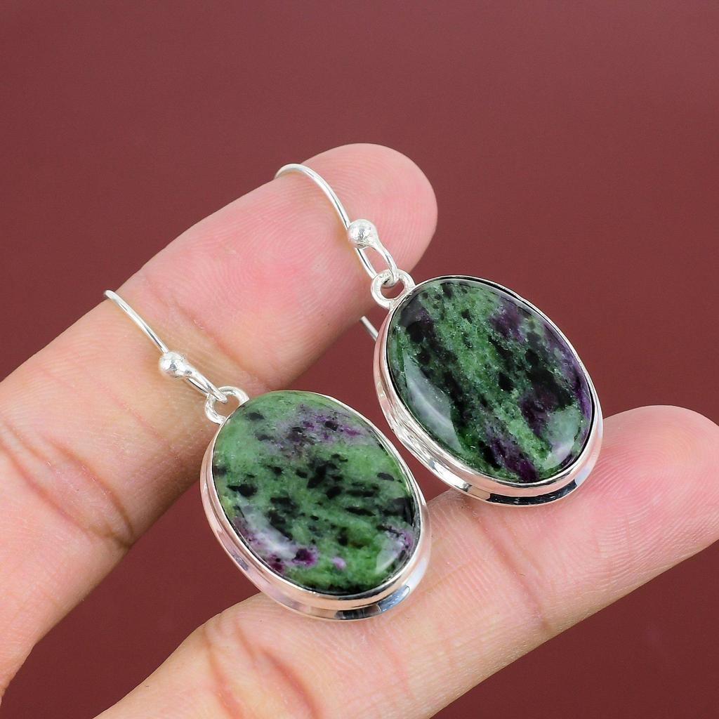 Ruby Zoisite Earring Natural Gemstone Earring Decent Jewelry 925 Sterling Silver Earring Ruby Zoisite Jewelry Handmade Earring Gifts For Her
