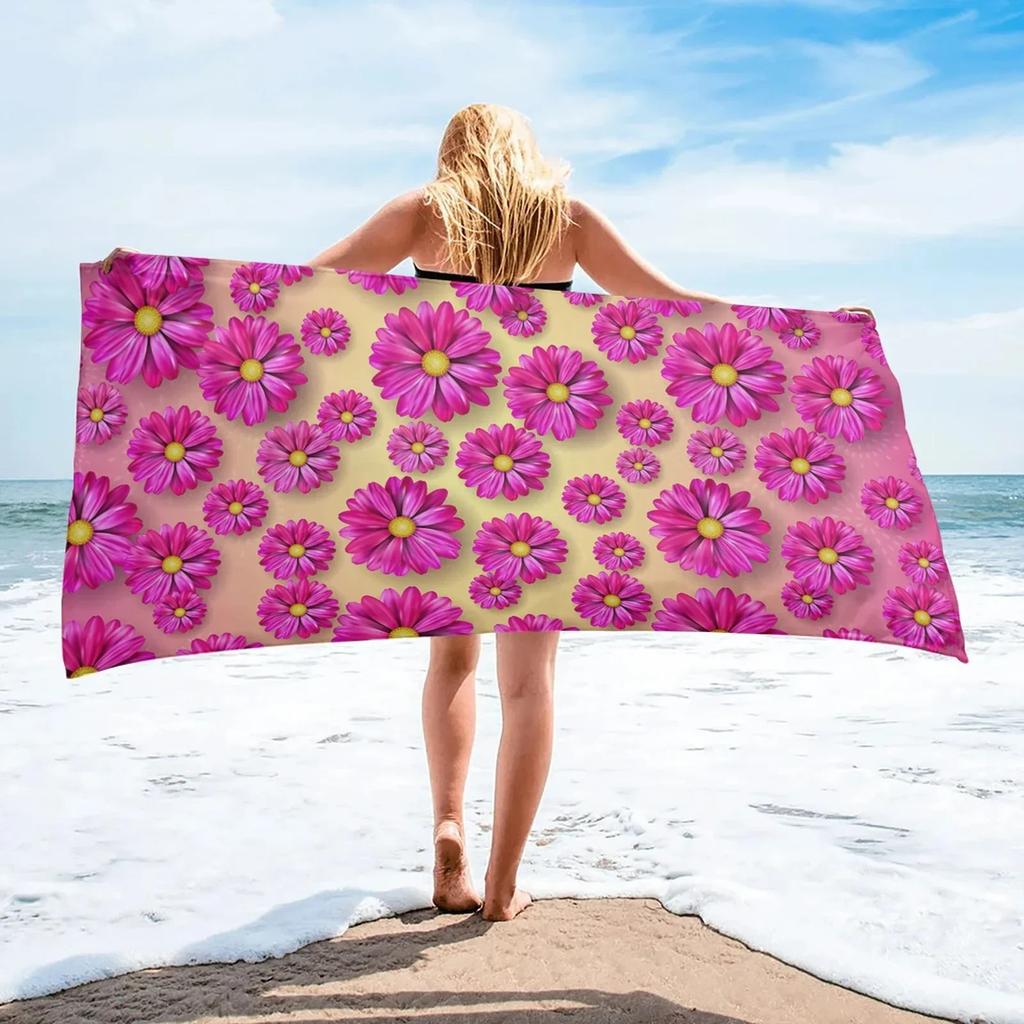 Floral Beach Towel Microfiber Quick Dry Botanical Flower Bath Towel Oversized Sand Free Travel Swim Towels Gift for Women Girl