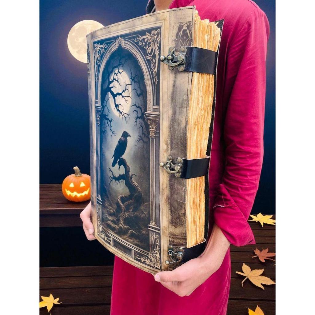 Raven Leather Grimoire | Witchcraft Journal, Vintage Diary