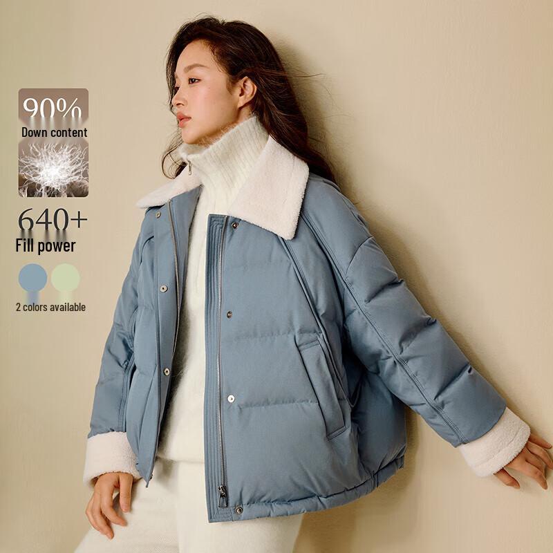 

Yinman Contrast Sherpa Collar Duck Down Jacket for Women M