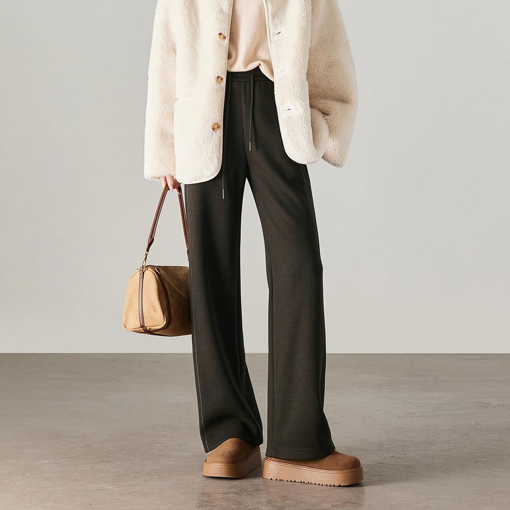 Tight Waistband, Thickened Casual Wide Leg Pants for Women In Winter 2025, Fashionable, Loose and Versatile, Slimming and Floor Hugging Pants