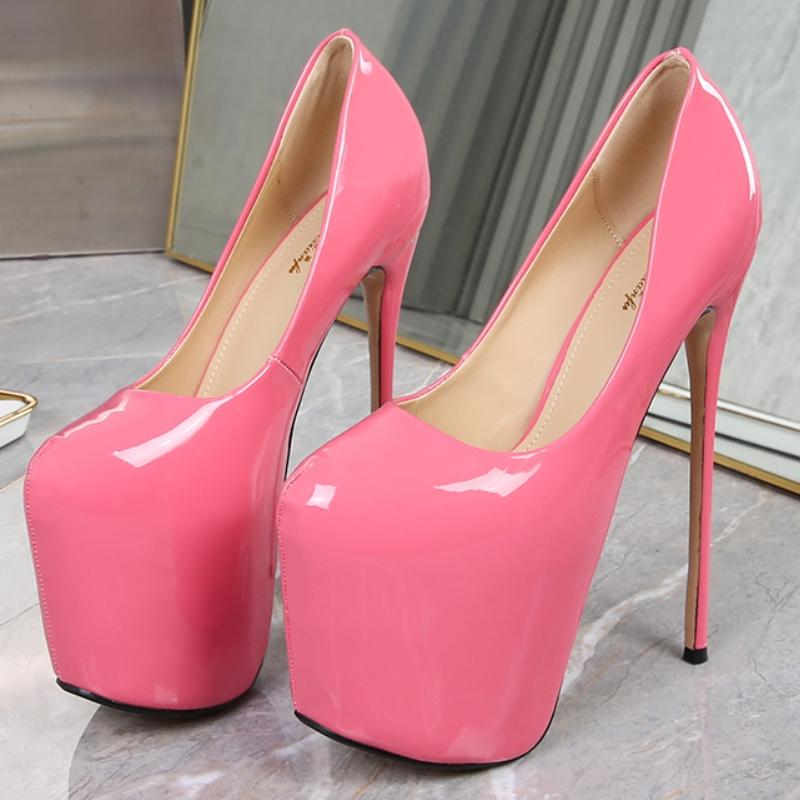 22cm Platform Super Stiletto High Heels Pumps Sexy Patent Leather Red Pink Extreme Heeled Party Fetish Wedding Shoes Big Size 50