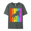Cute Rainbow Horse Jumping Equestrian Image Casual Europe Tops Shirt Latest Cotton Tops Shirts Men's Men Tshirt Printed On